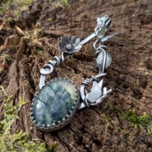 pendentif euchloe agate mousse collection aphaia la forge d'eos